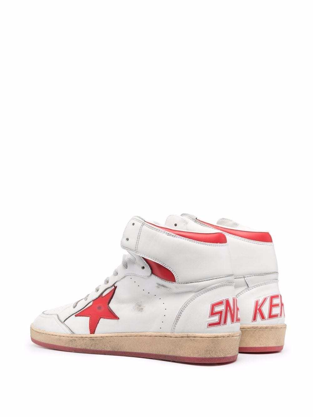Golden Goose Sky-star Sneakers With Signature On The Ankle And Red Leather Inserts In White