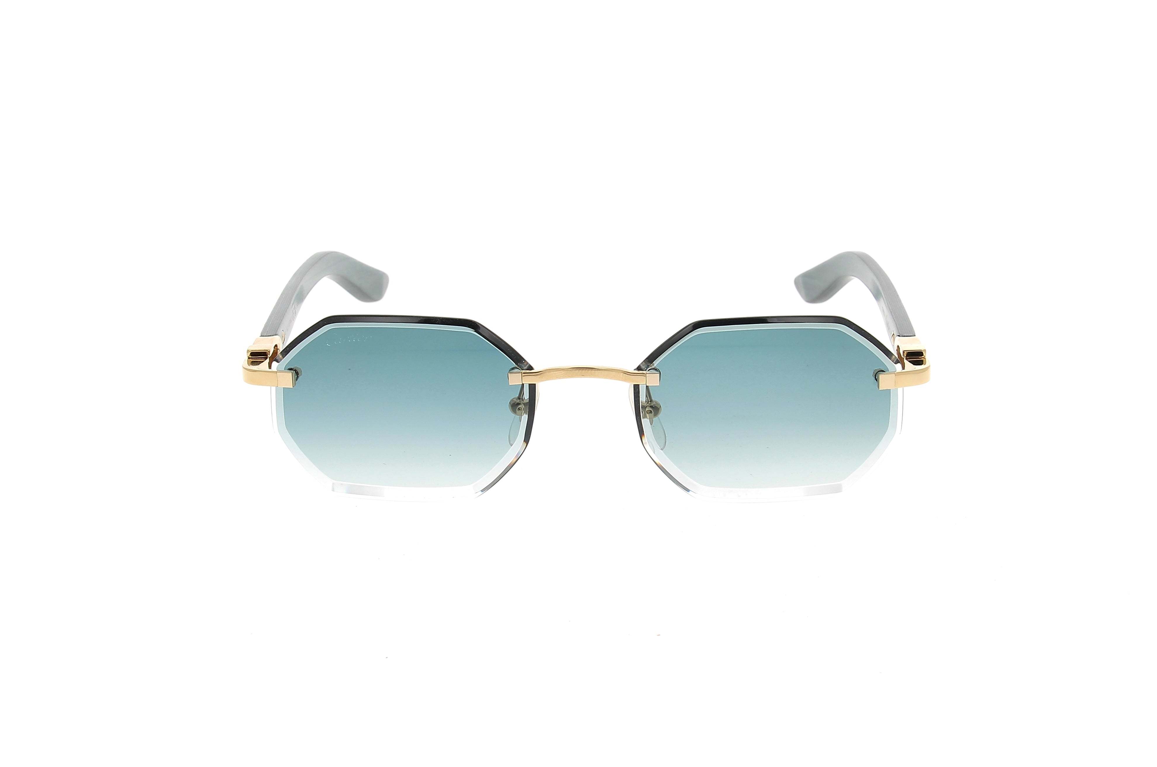 Cartier Geometric Frame Sunglasses In Green