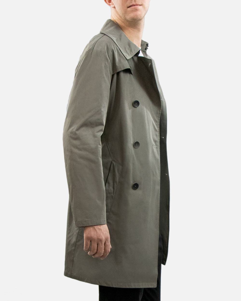 Armani Collezioni Medium And Long Style Lapel Logo Trench Coat In Green