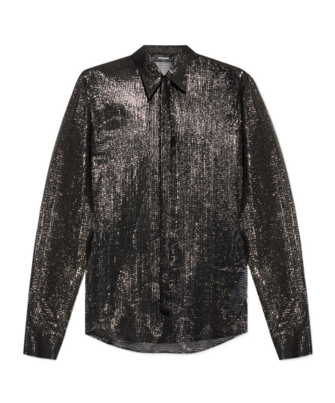 Dsquared2 Long-sleeved Lapel Shirt In Black