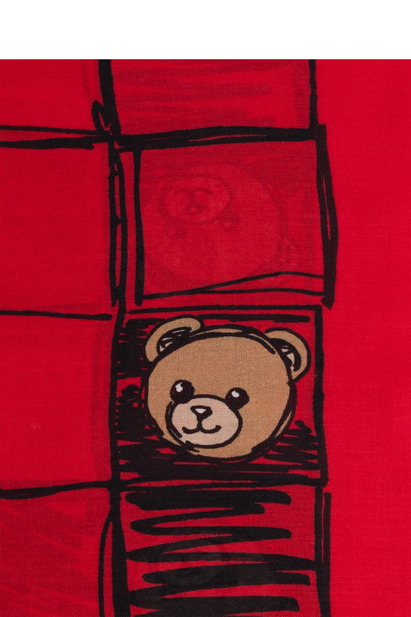 Moschino Teddy-print Scarf In Red