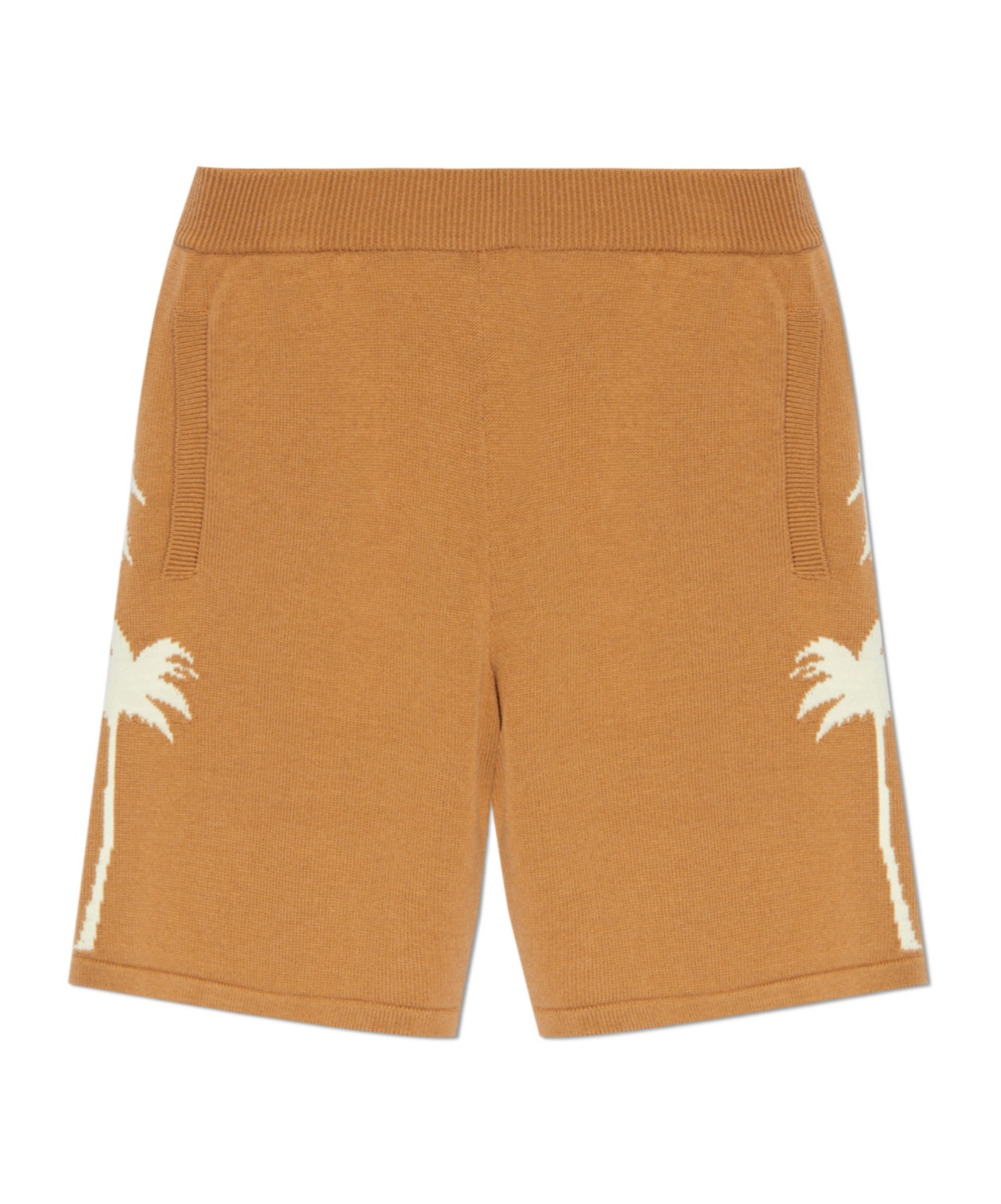 Palm Angels Elastic Waist Shorts In Brown