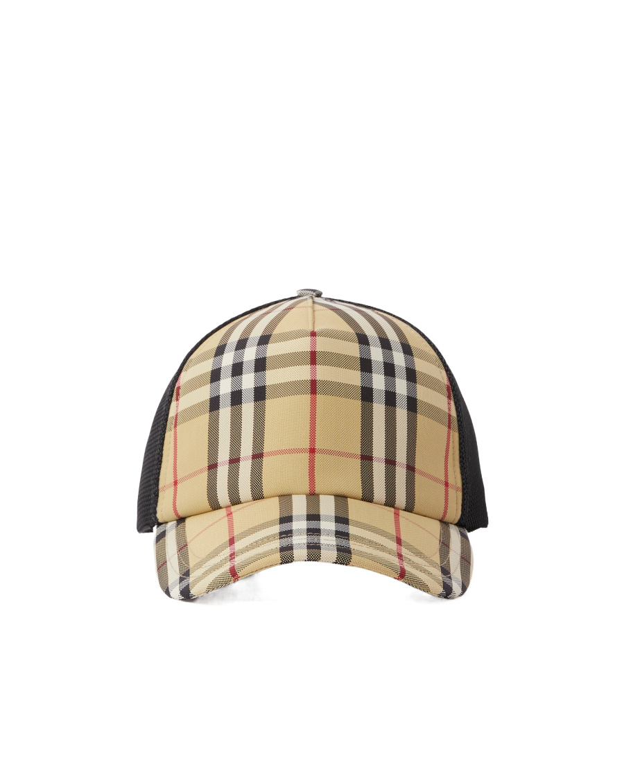 Burberry Check-pattern Mesh Cap In Nude