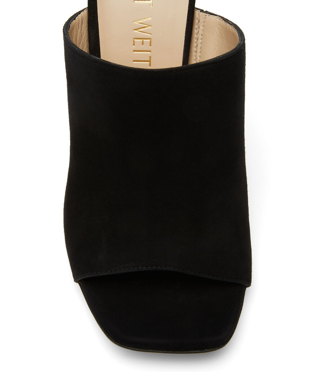 Stuart Weitzman Sue Transparent-heel Mules In Black