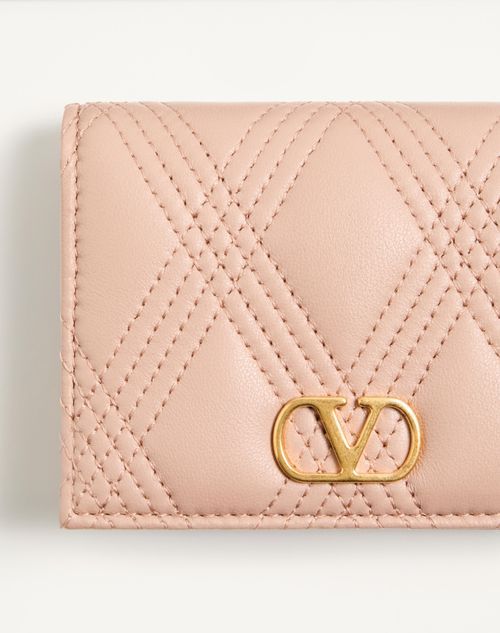 Valentino Garavani Garavani Quiltie 67 Wallet In Quilted Nappa Woman Rose Cannelle Uni In Cinnamon Rose