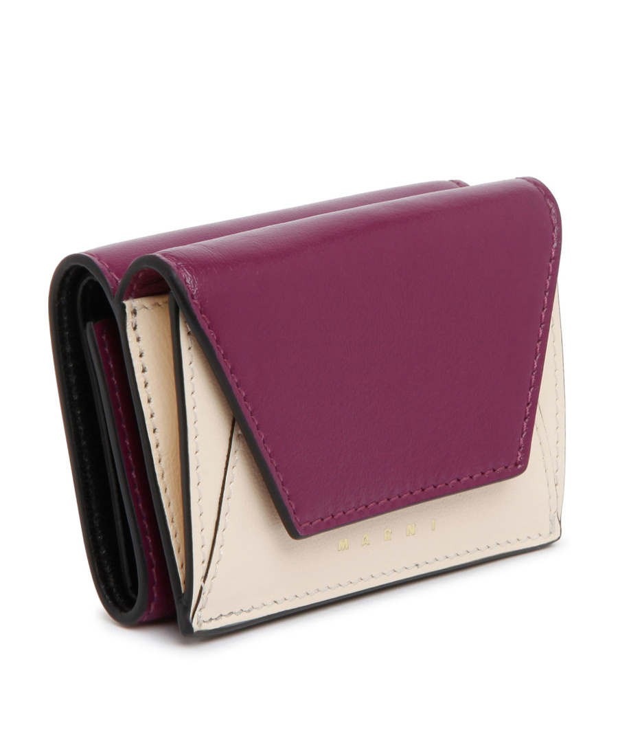 MARNI PURPLE AND WHITE LEATHER TRI-FOLD WALLET