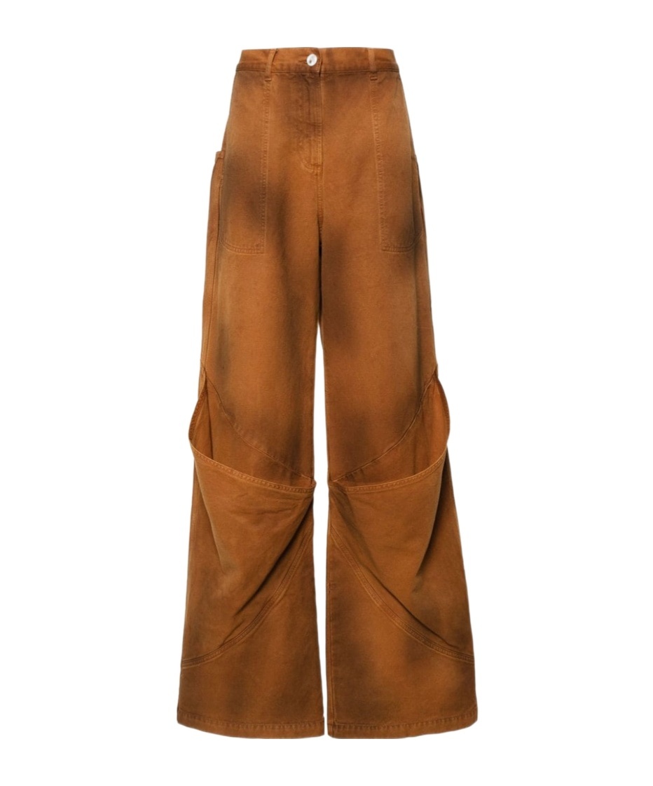 Attico Cotton Trousers In Brown