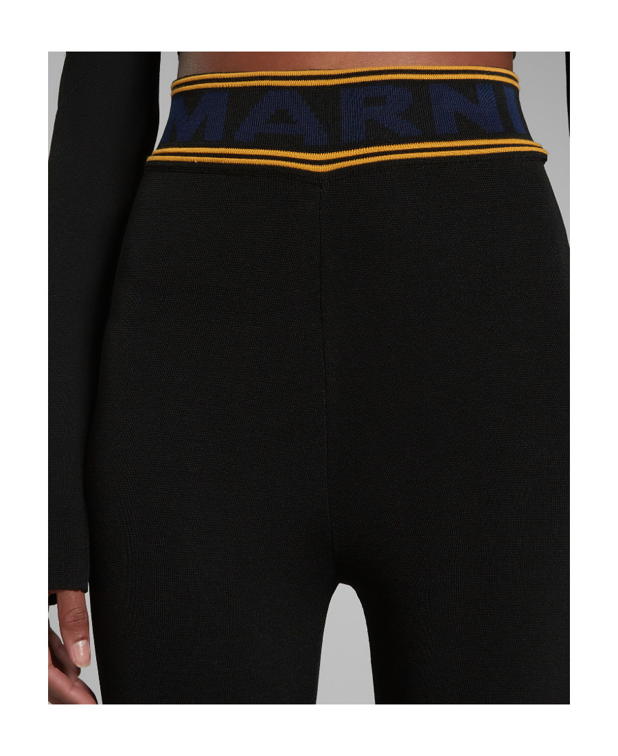 Marni Stripe-detail High-waisted Leggings In Black