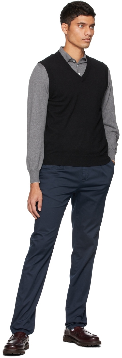 Brunello Cucinelli Stretch-cotton Tapered Trousers In Black