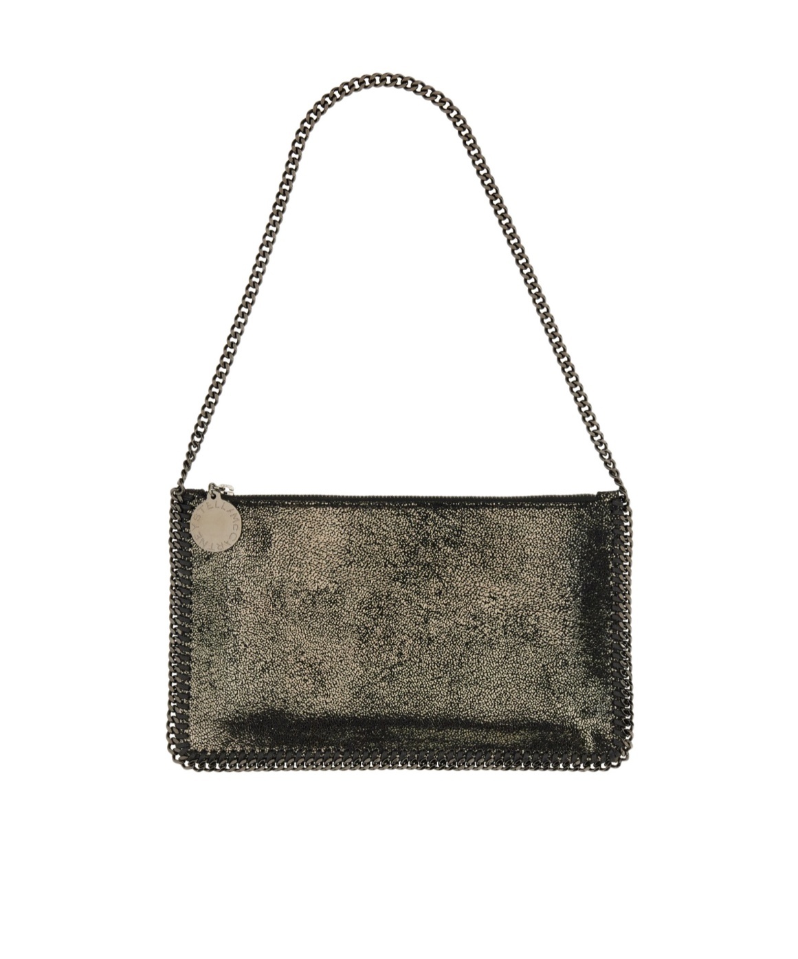Stella Mccartney Falabella Metallic Faux Leather Pochette Bag In Green