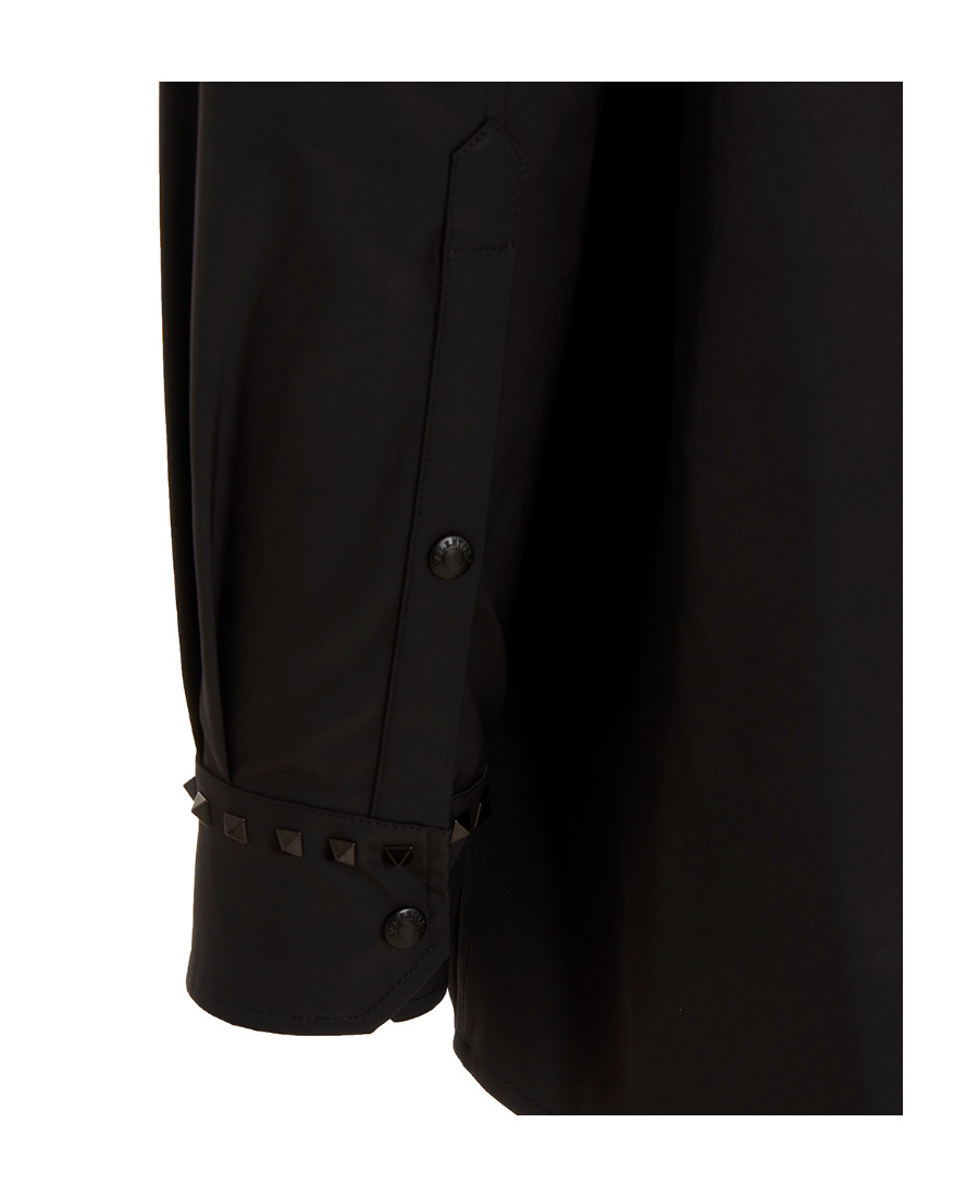 Valentino Button-up Cotton Shirt Jacket In Black