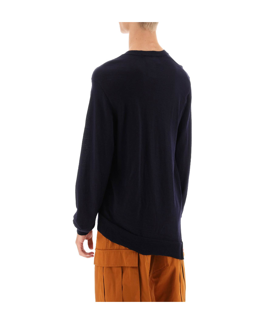 Comme Des Garçons Asymmetric Hem Wool Jumper In Black