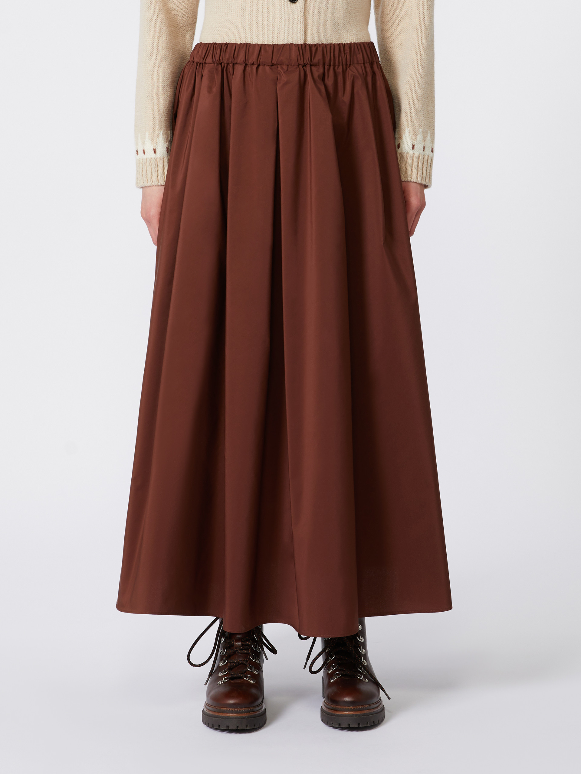 Weekend Max Mara Long Taffeta Skirt In Brown