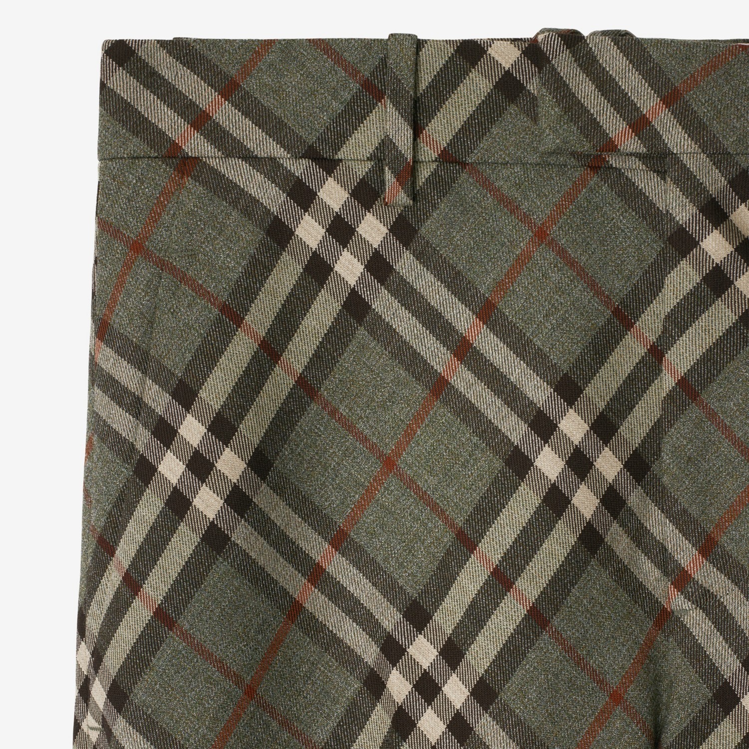 Burberry Straight Leg Check Wool Trousers In Green
