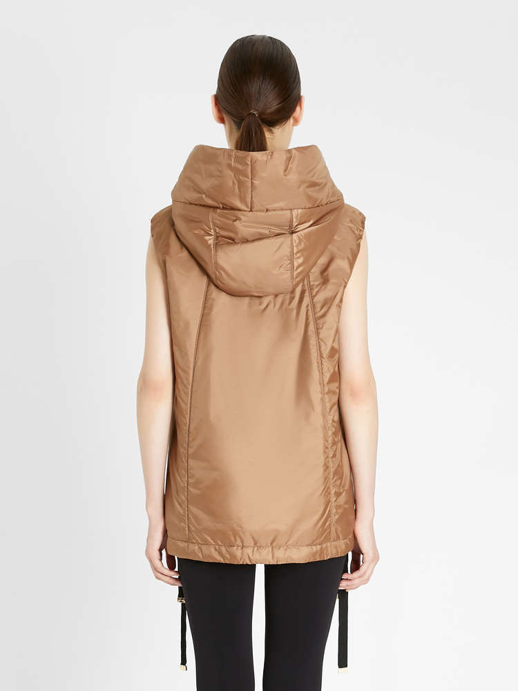 Max Mara Short Hooded Vest In Nude