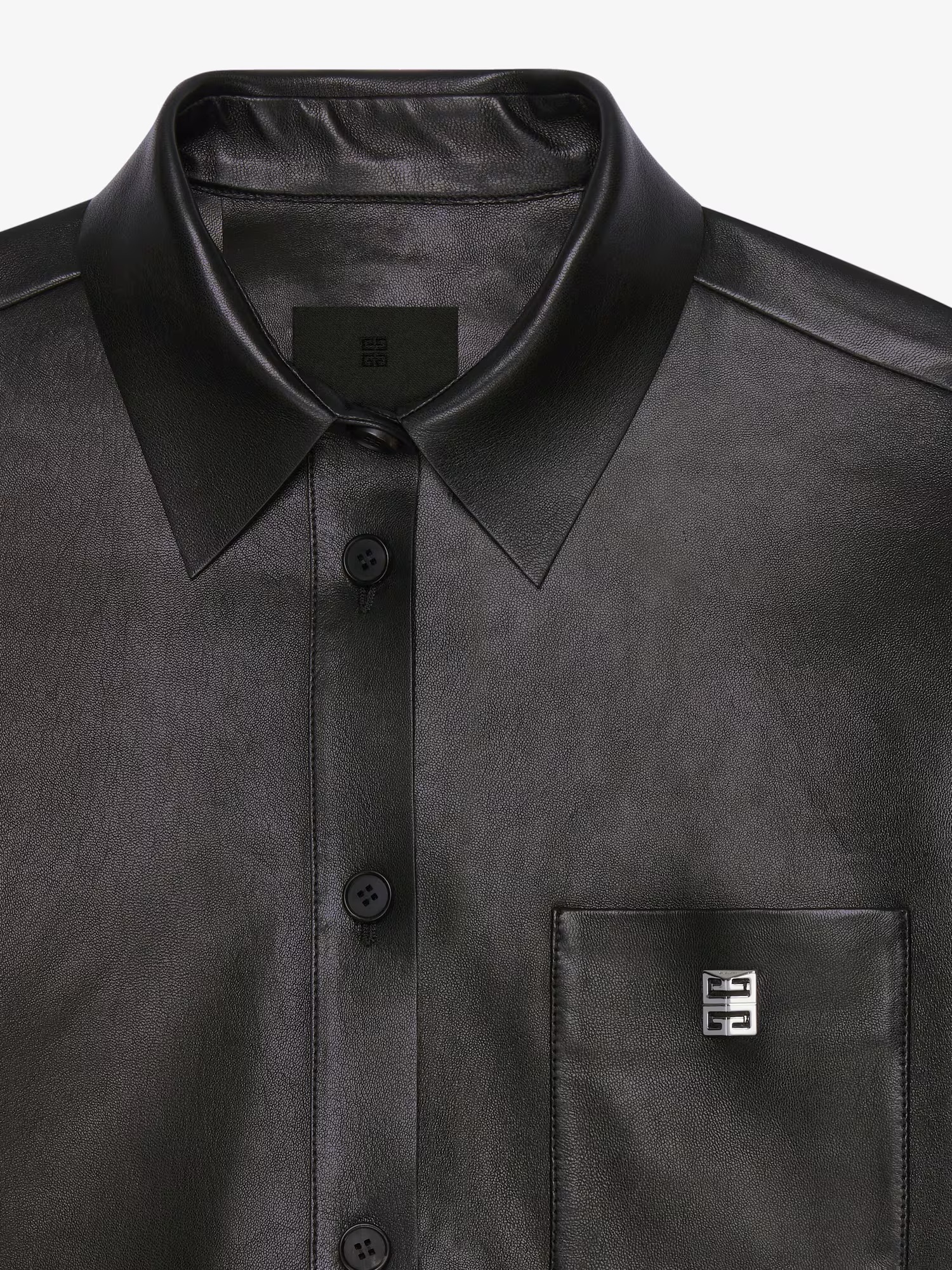 Givenchy Cropped Shirt In Leather With 4g Detail In Black