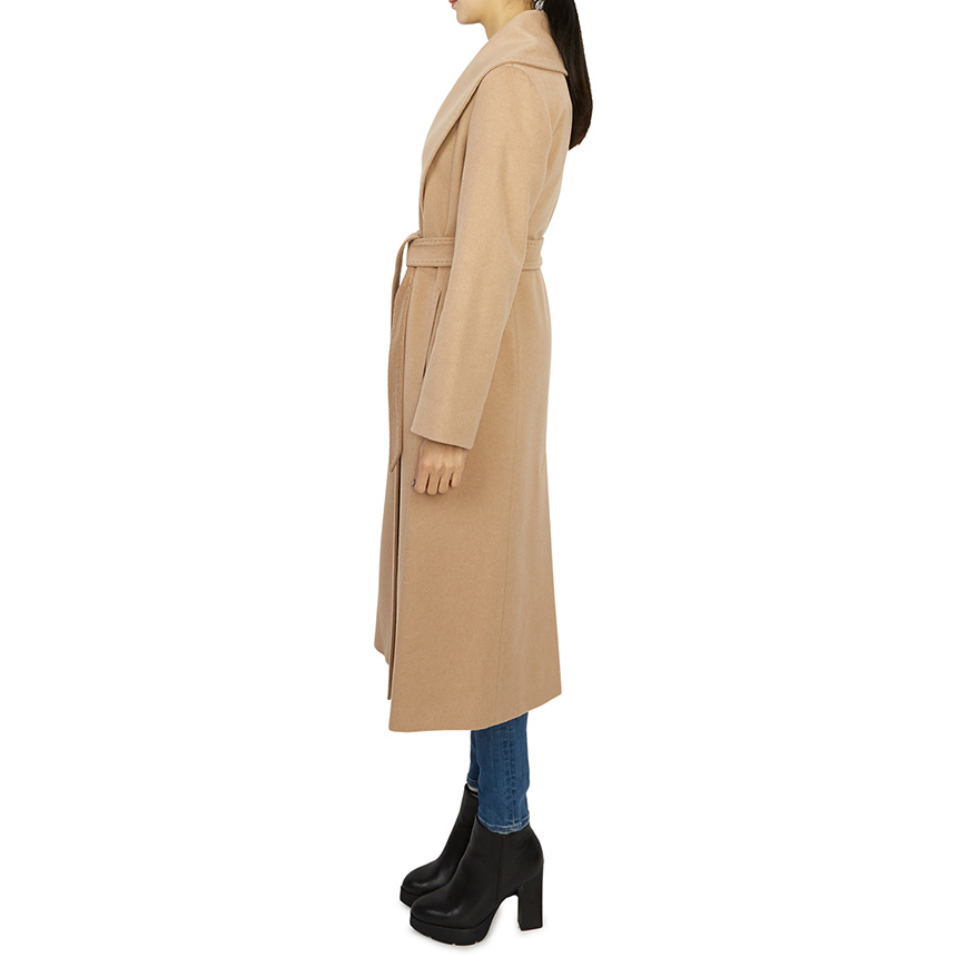 Max Mara Tailored Beige Wool Coat With Classic Lapels In Nude