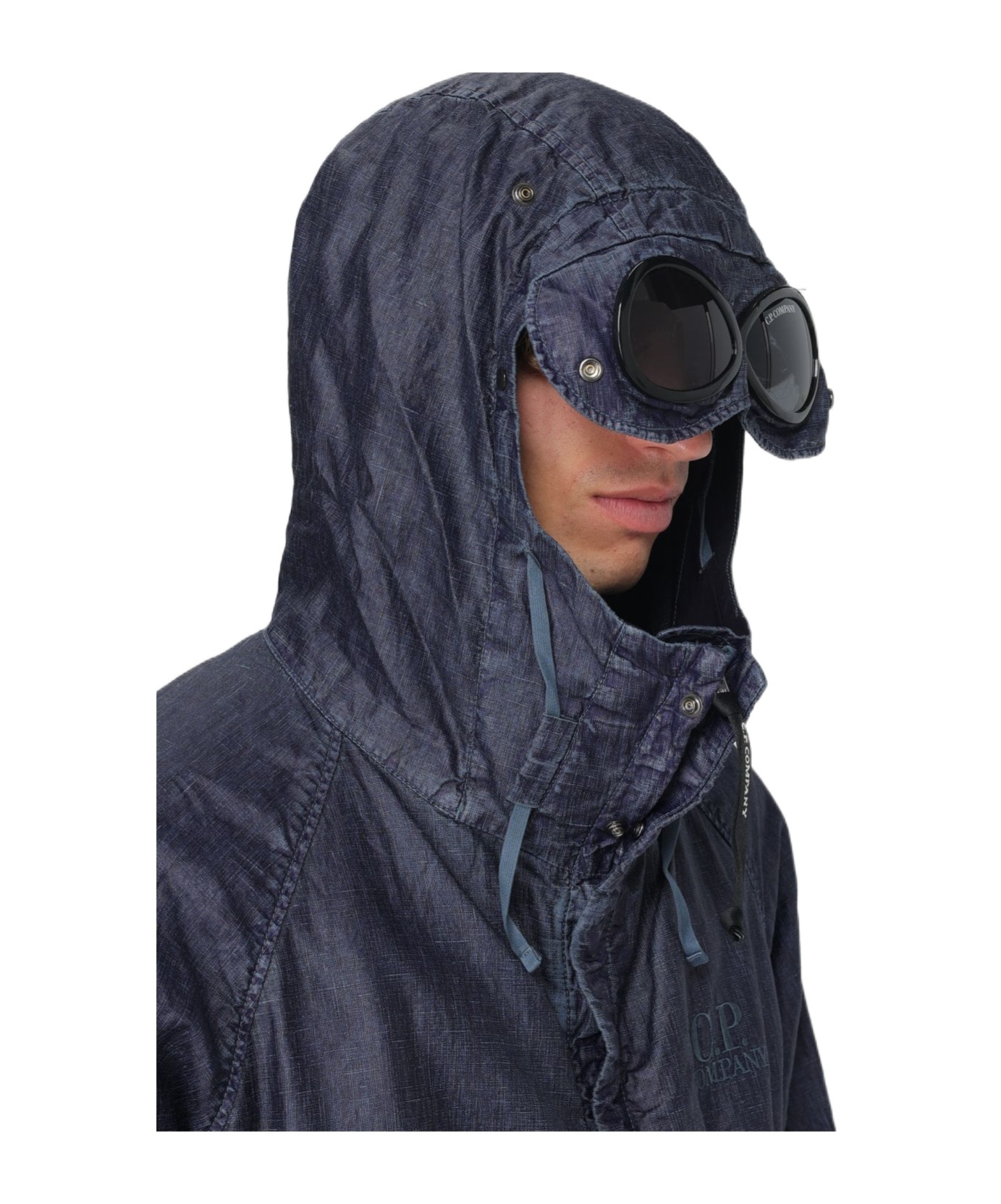 C.p. Company Long Sleeve Hooded Casual Jacket In Black