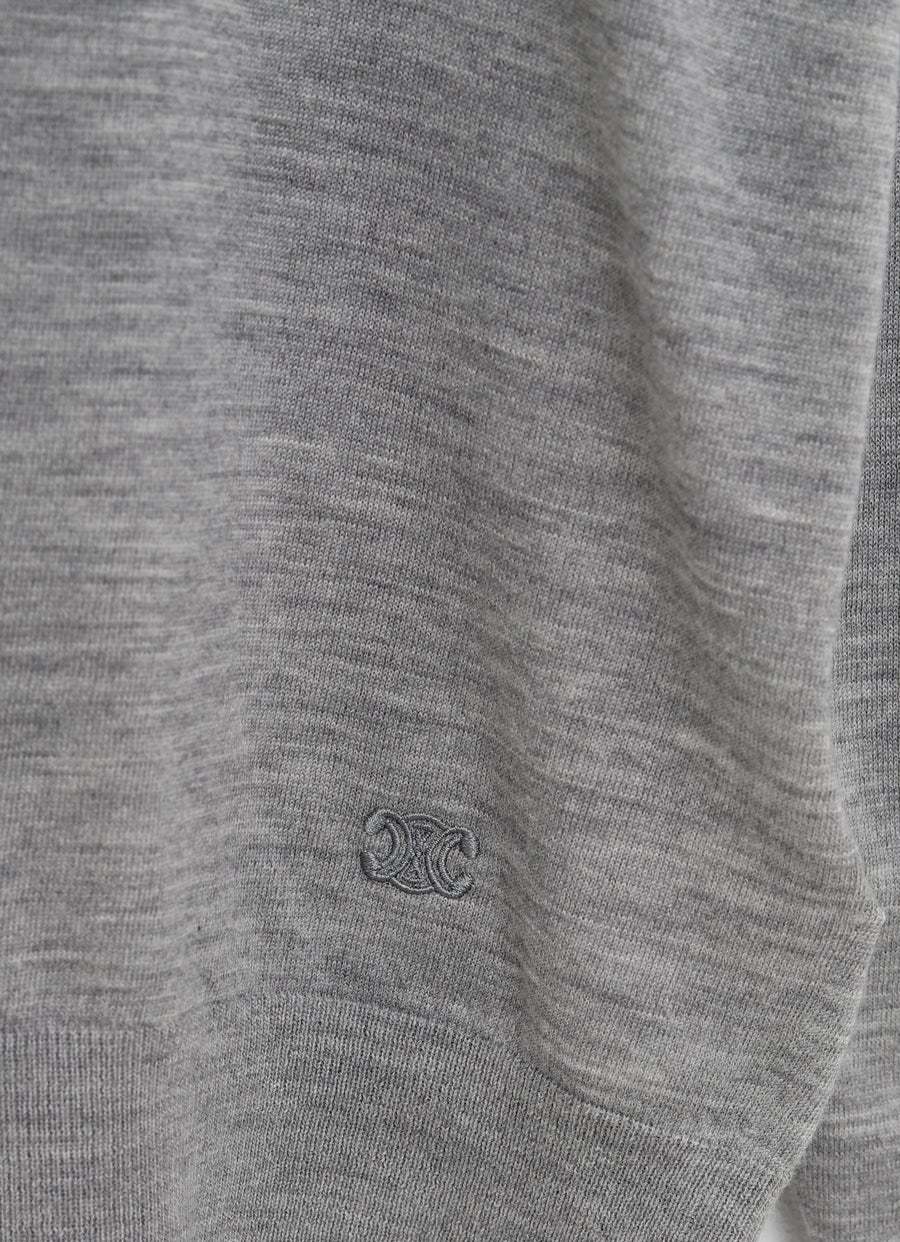 Shop Celine Triomphe Fine Wool Crew Neck Jumper In Gray