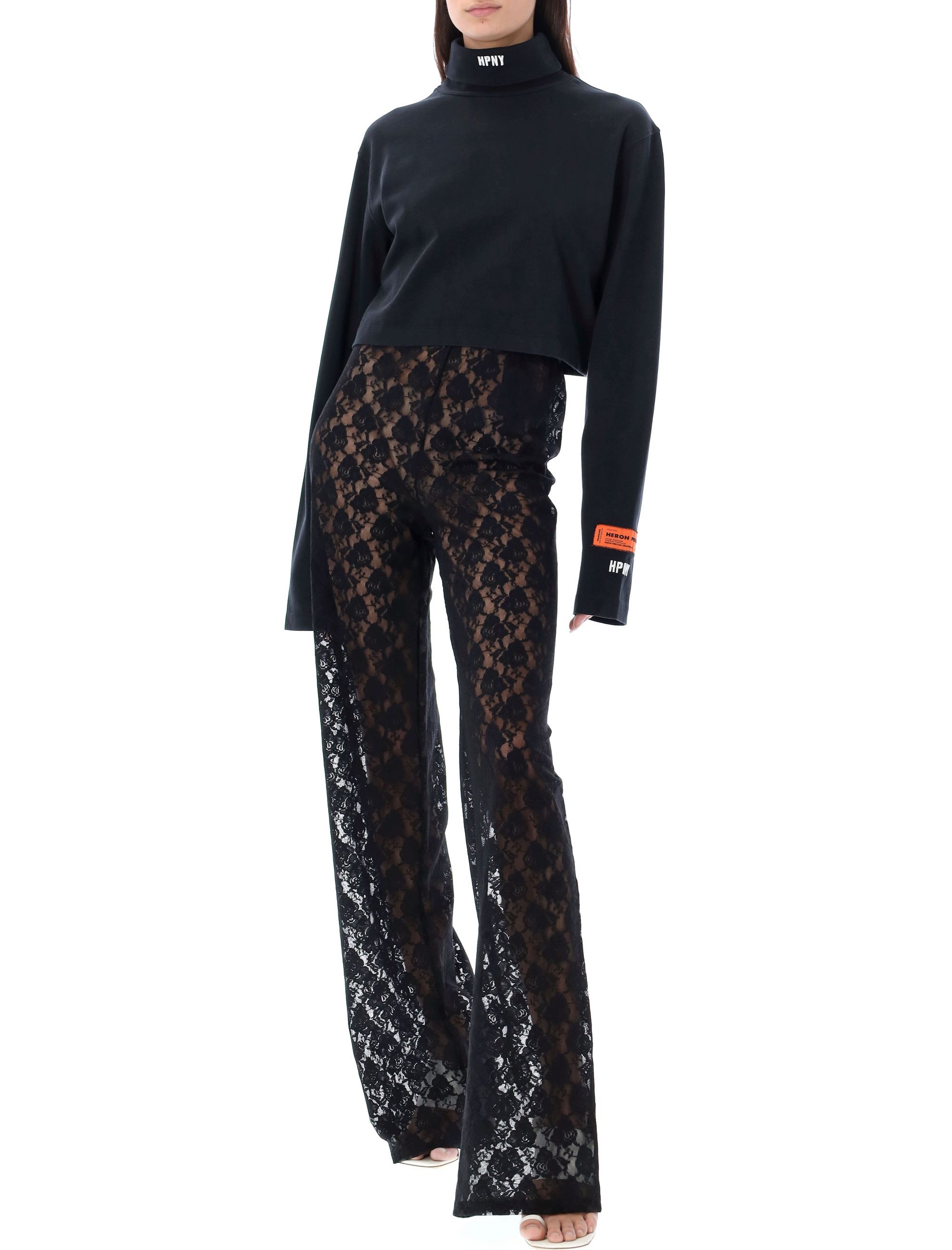 Heron Preston Hpny Crop Ls Rollneck In Black