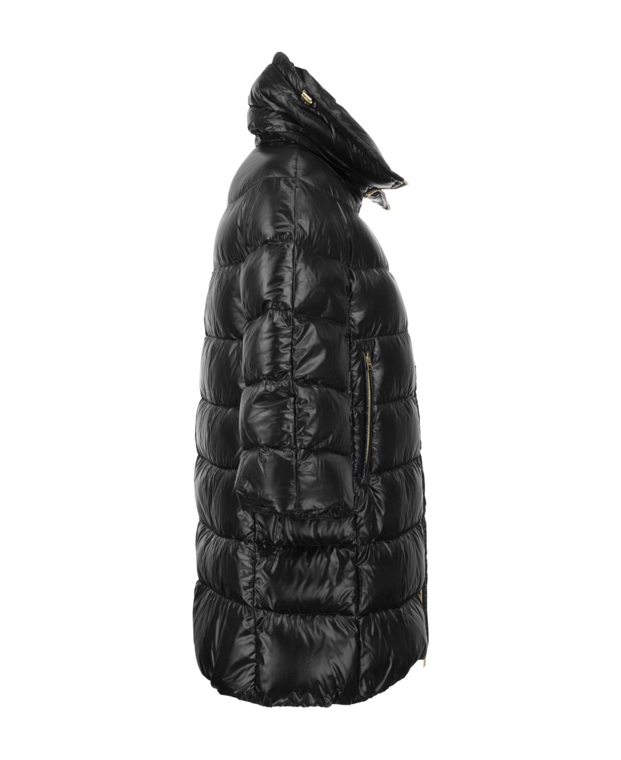 Herno Puffer Front Zipped Coat In Black