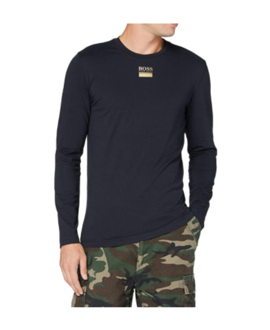 Hugo Boss Logo Details Long-sleeved T-shirt In Black