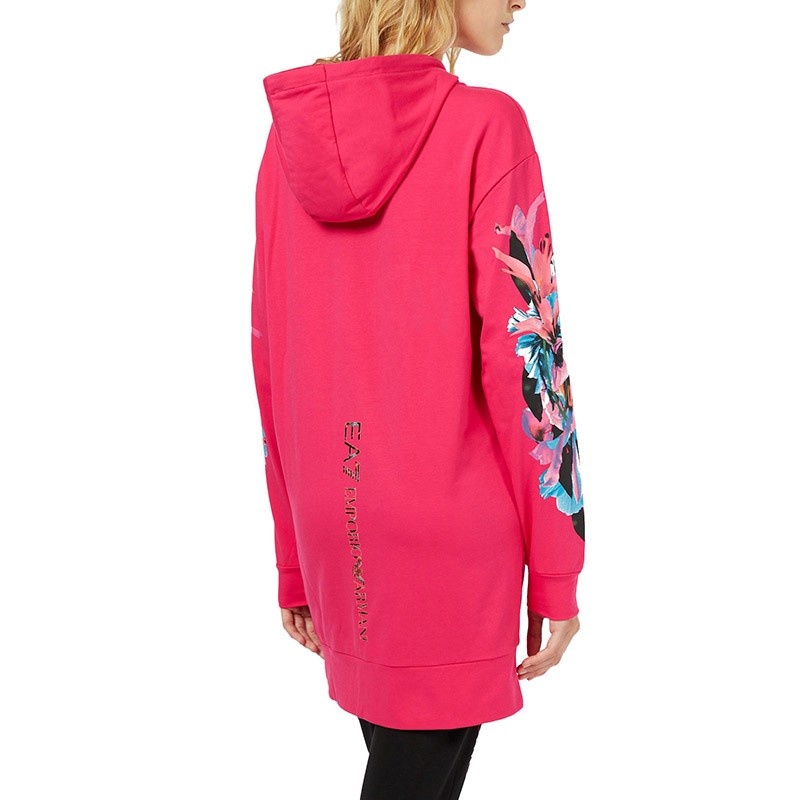 EA7 EA7 SERIES FLORAL PATTERN HOODED LONG SWEATERS