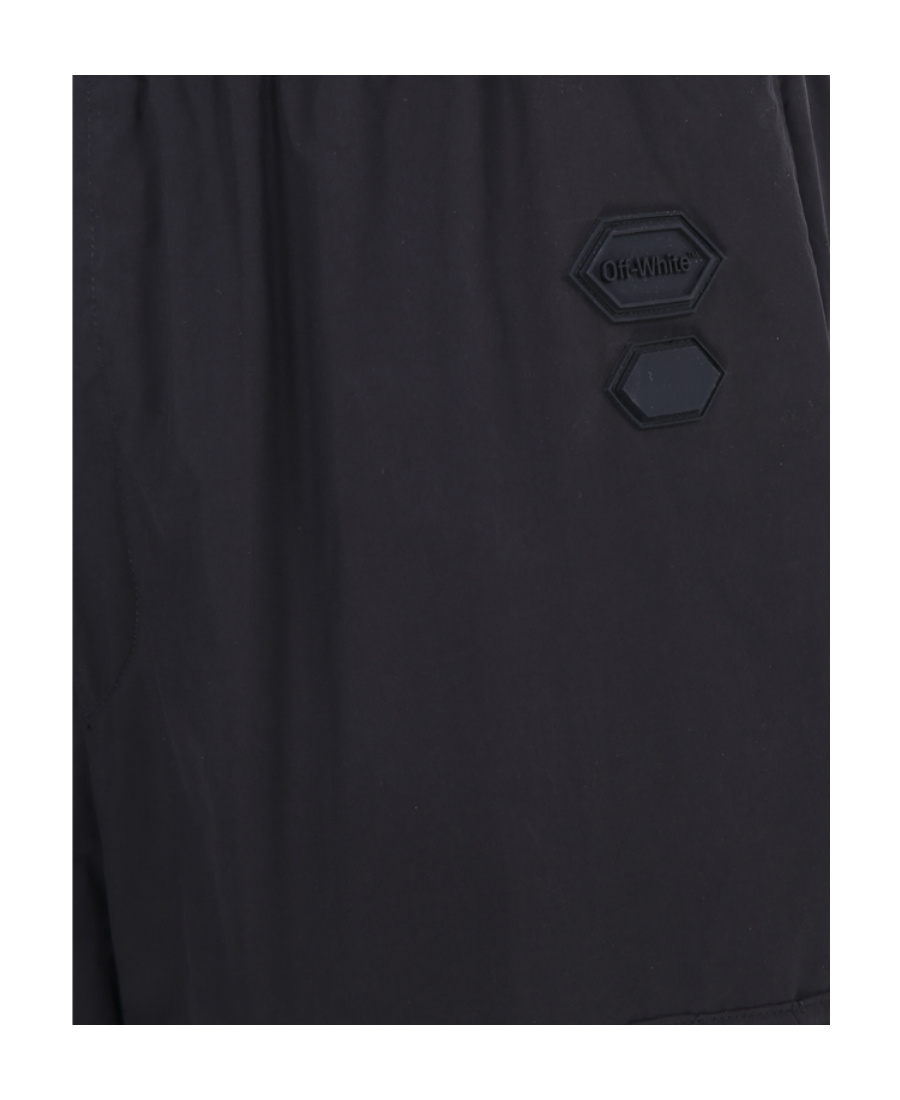Off-white Logo Patch Wide-leg Trousers In Black