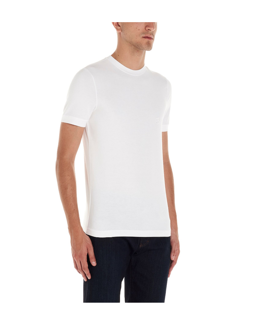 Giorgio Armani Men Stretch Viscose Jersey Crew Neck T-shirt In White