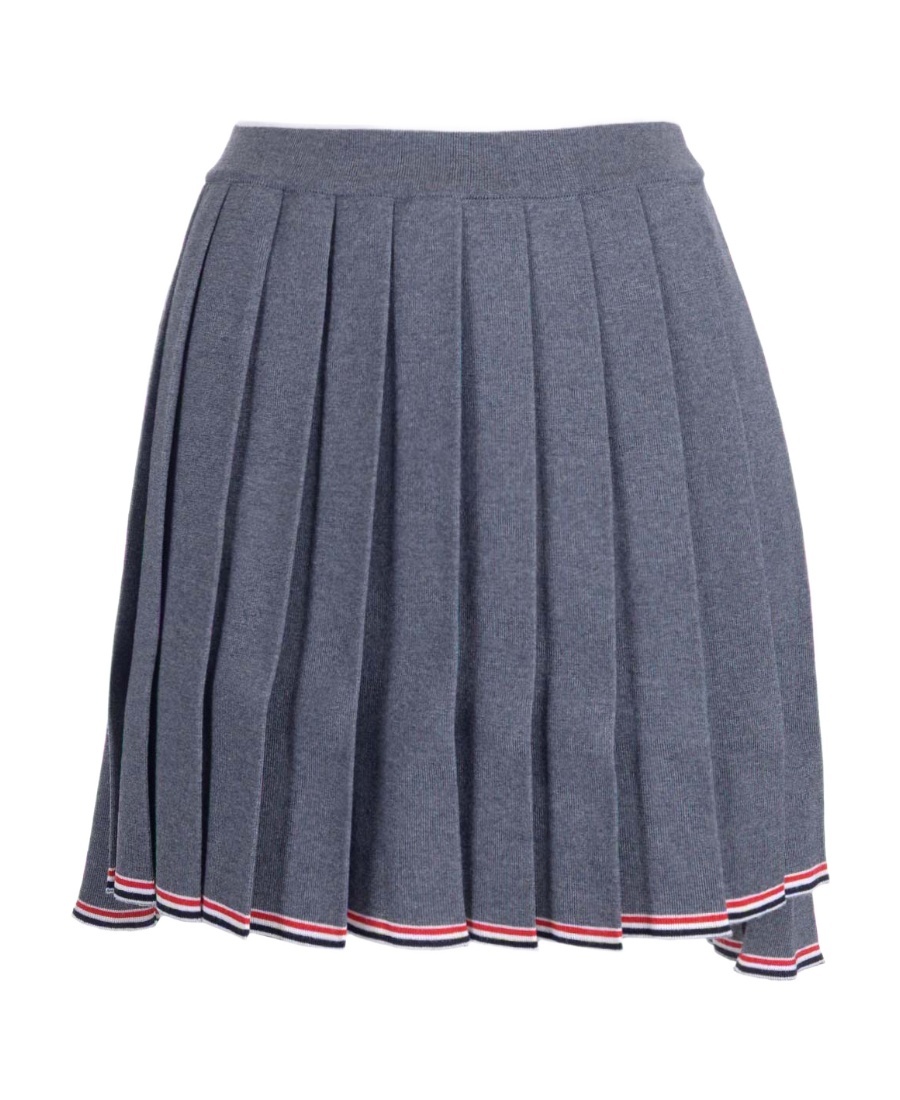 Thom Browne High-low Hem Pleated Skirt In Gray