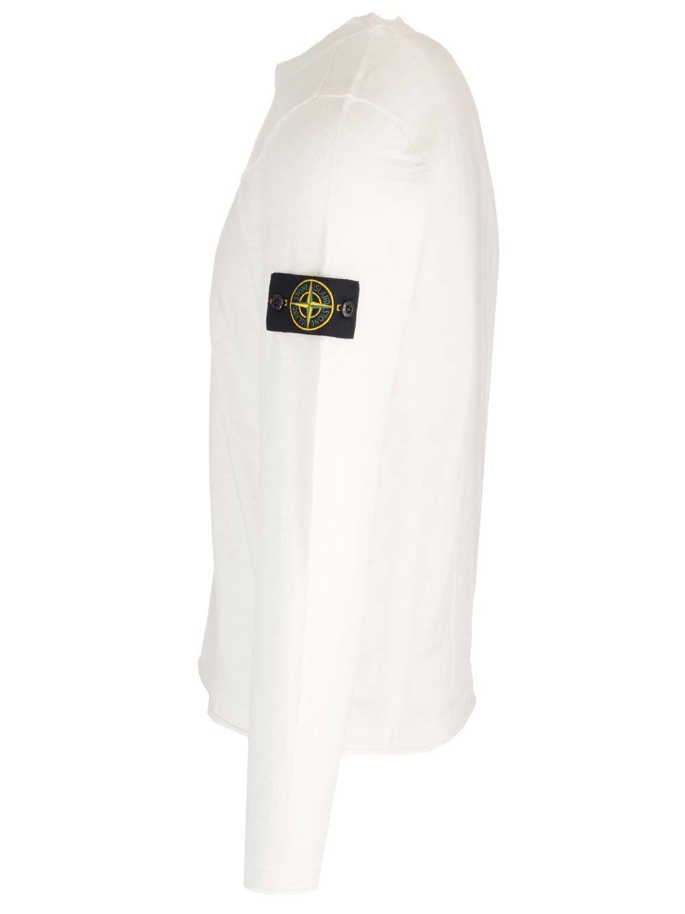 Stone Island Wool Blend Sweatshirt With Iconic Logo Patch And Timeless Design In White