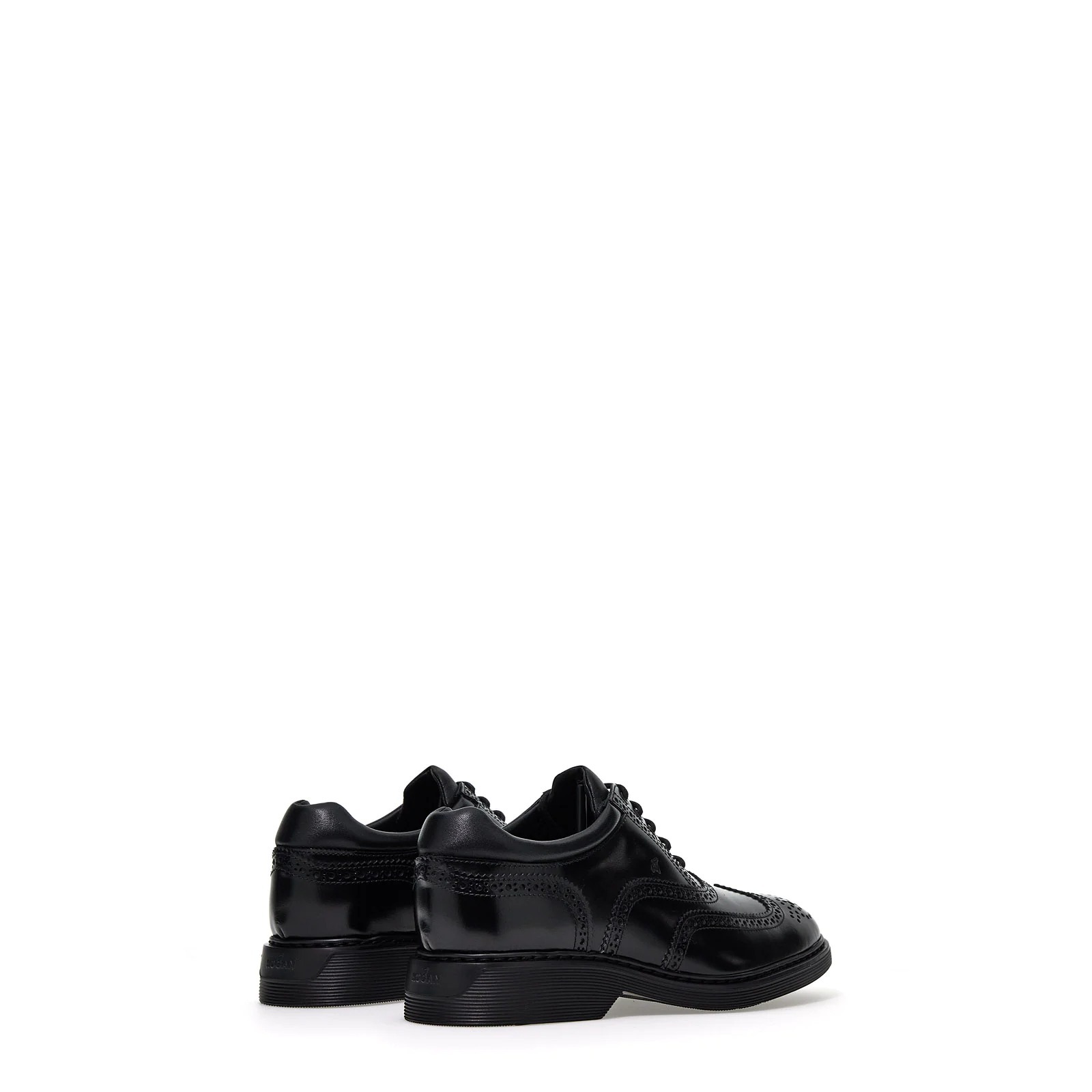 Hogan Derby Shoes In Brushed Leather In Black