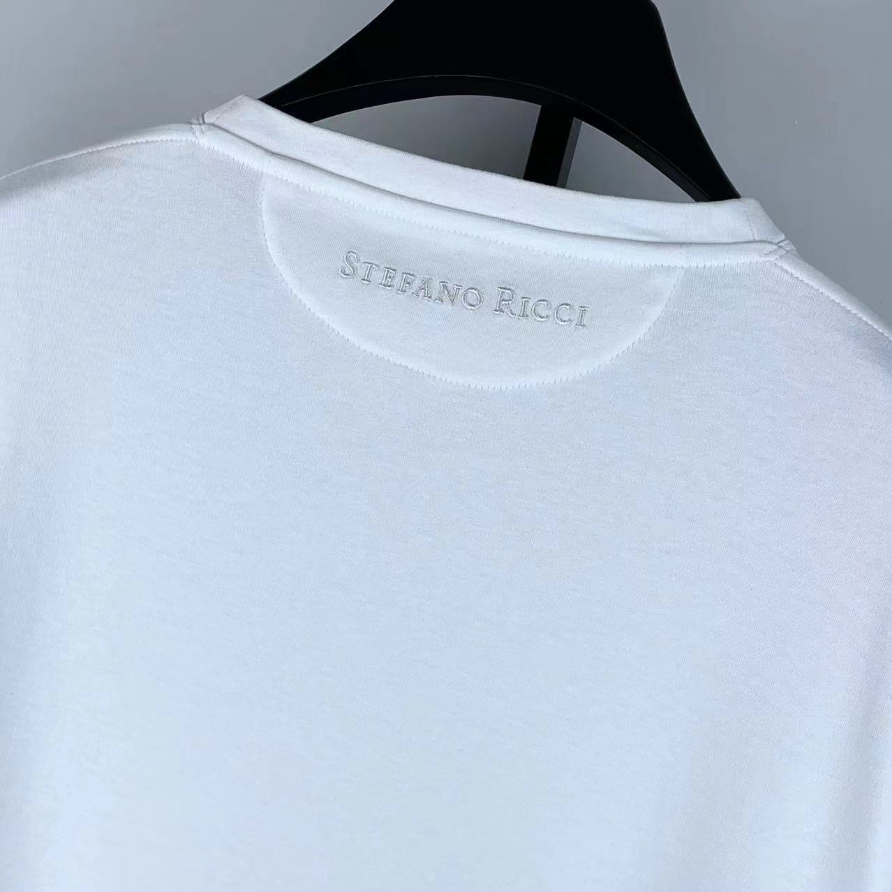 Stefano Ricci T-shirt With Round Neck And Short Sleeves In Blue