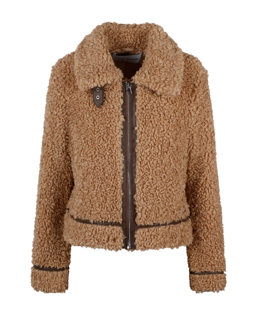 STAND STUDIO ZIP-UP FAUX-SHEARLING JACKET