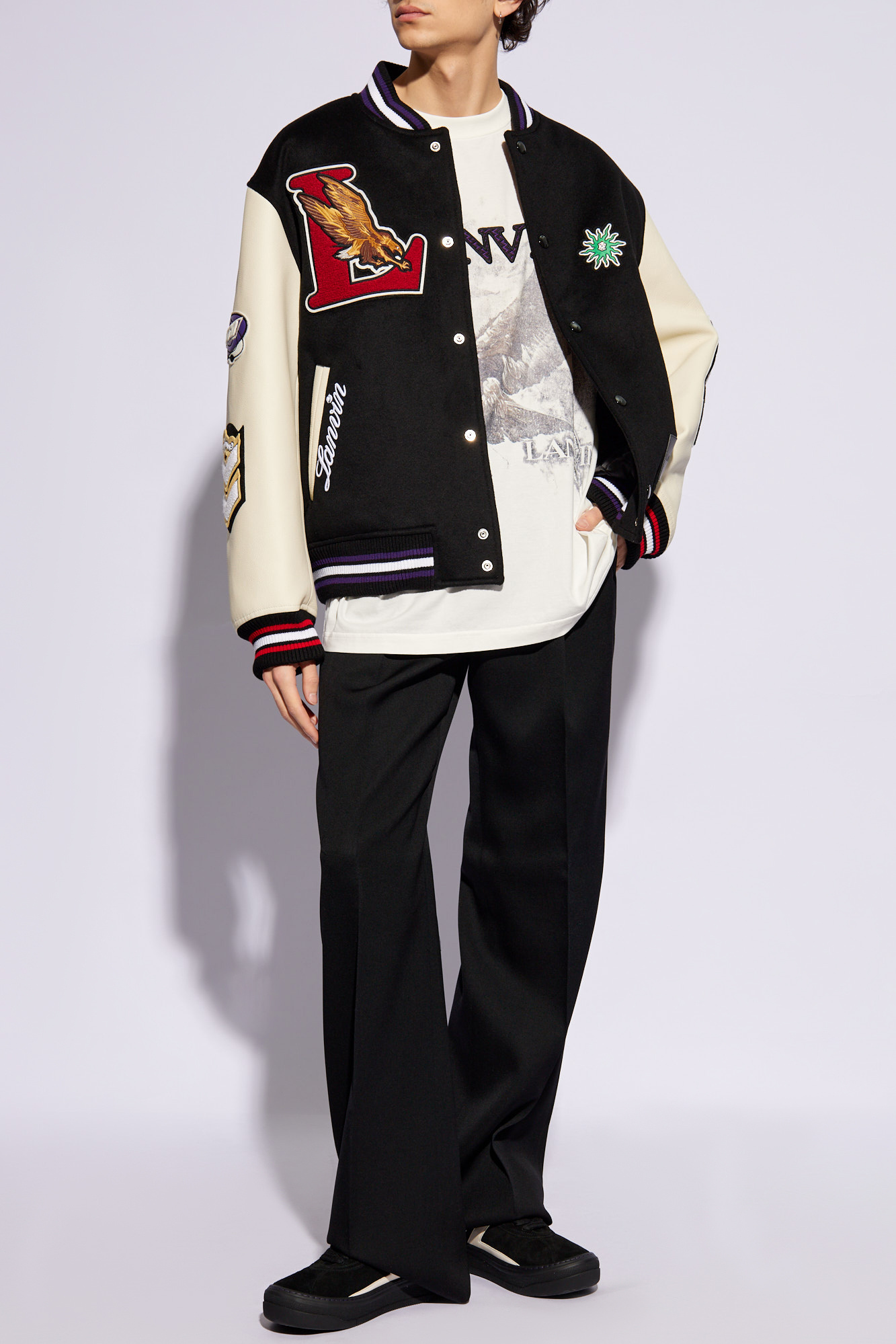 Lanvin Belted Straight Trousers In Black