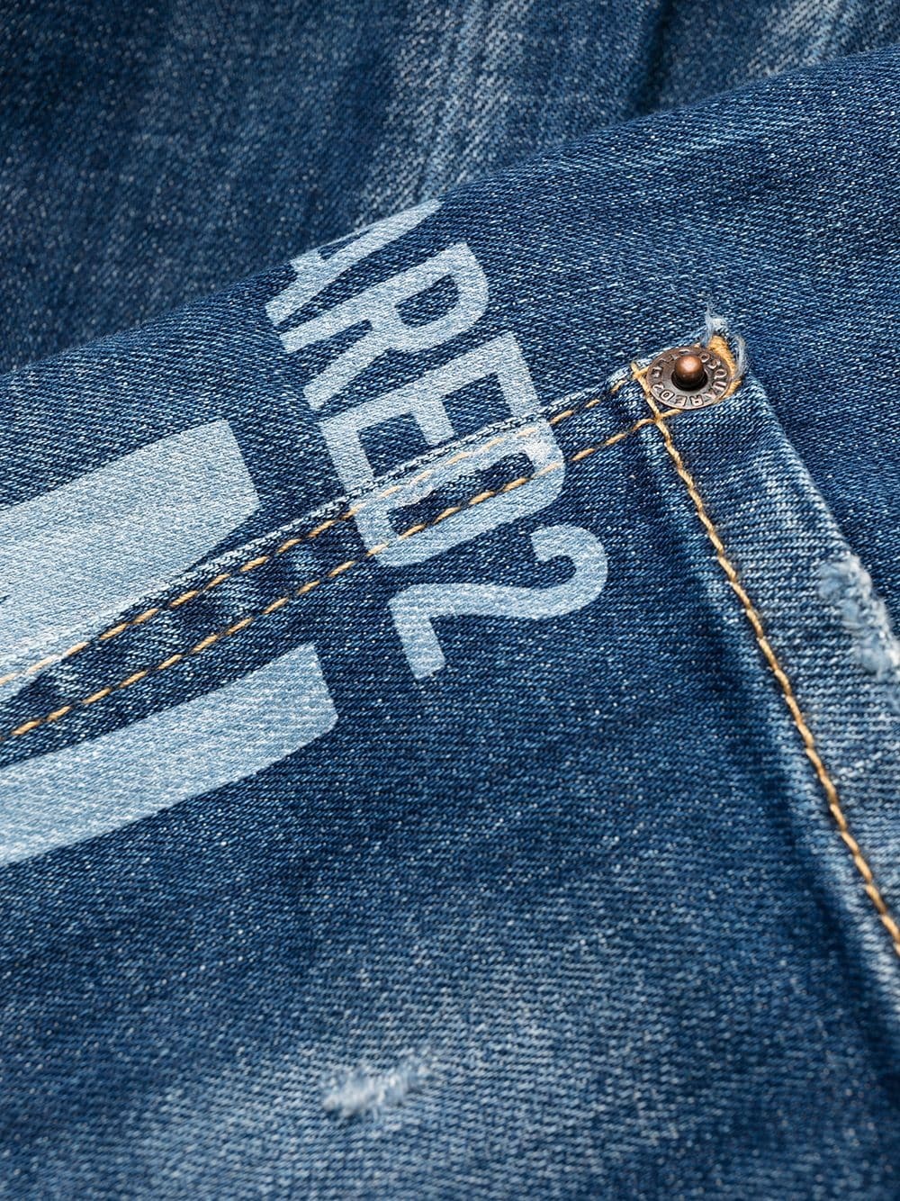 Dsquared2 Logo-print Distressed Jeans In Blue