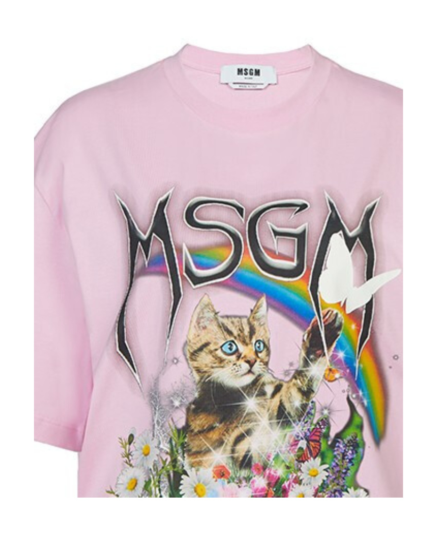 Msgm Simple Fashion Printed T-shirt In Pink