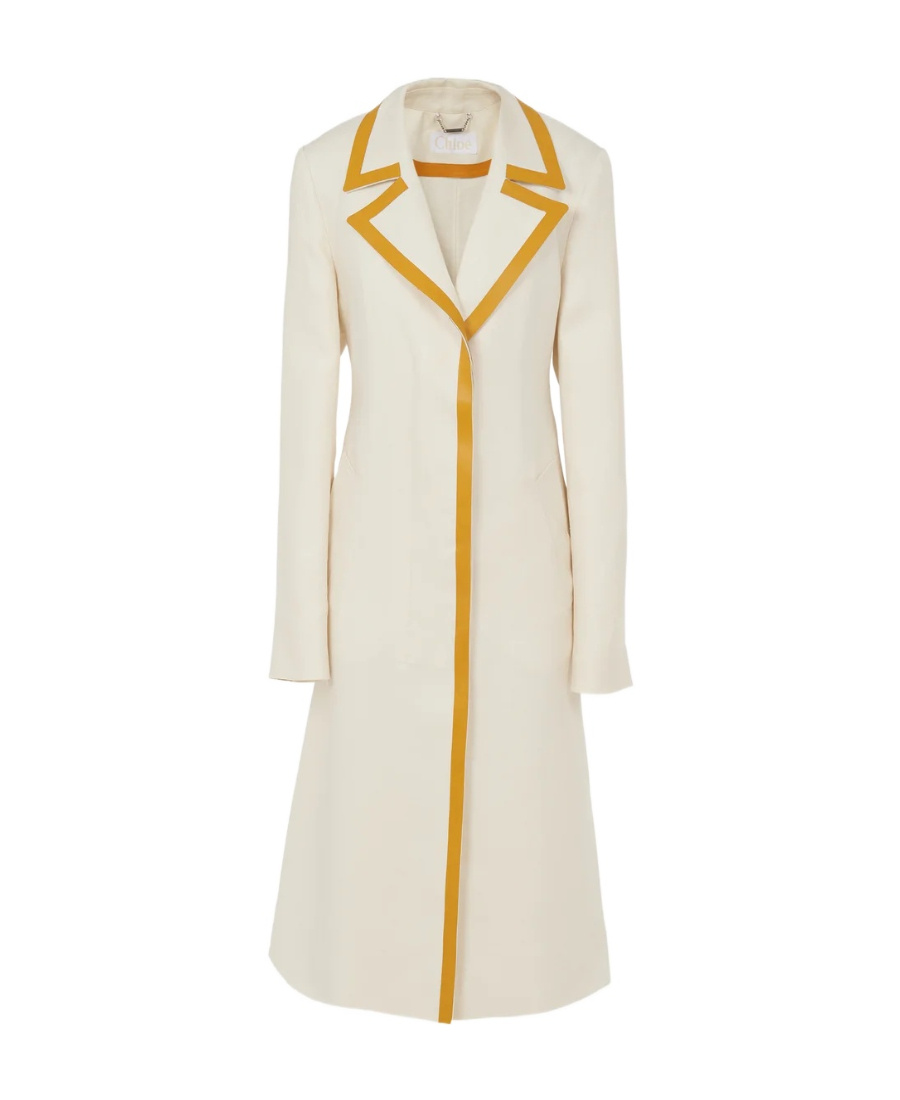 Chloé Leather-trimmed Linen-canvas Trench Coat In White