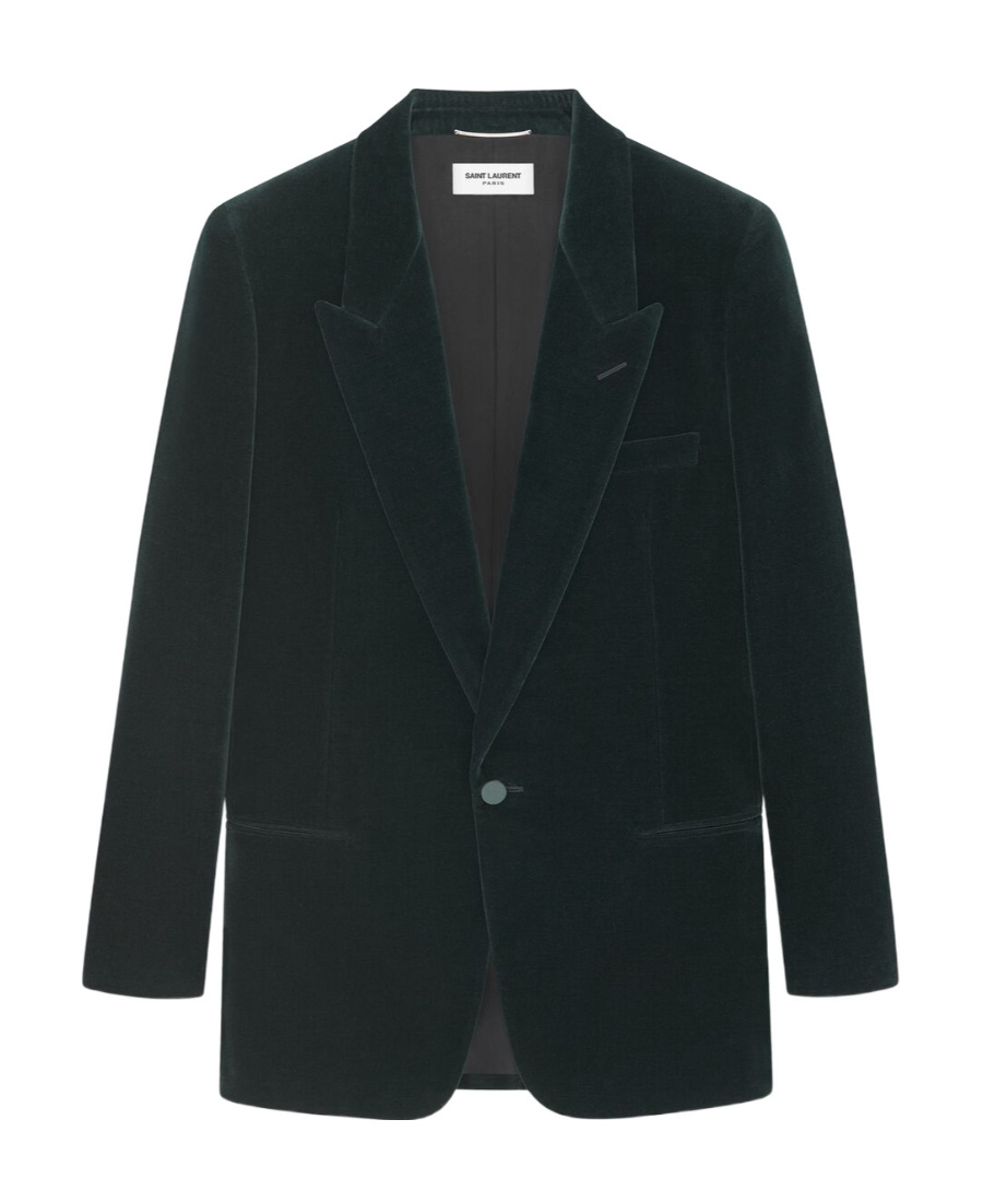 Saint Laurent Fitted Velvet Blazer In Black