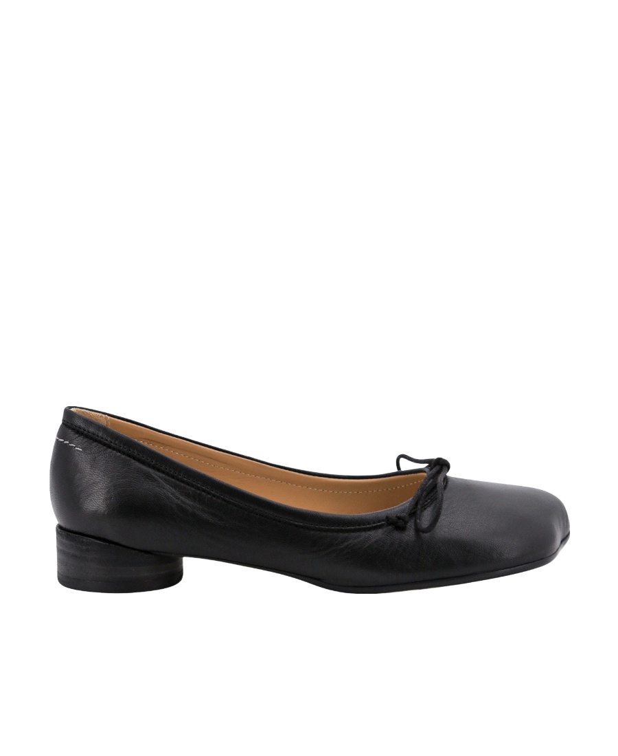 Shop Mm6 Maison Margiela 30mm Leather Ballerina Shoes In Black