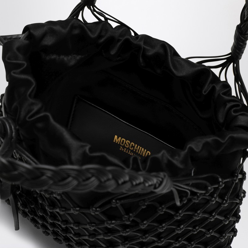 Moschino Handbag With Woven Handle In Black