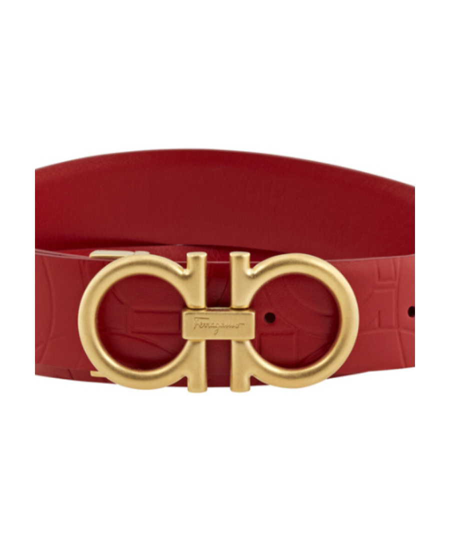 Ferragamo Embossed Belt In Red