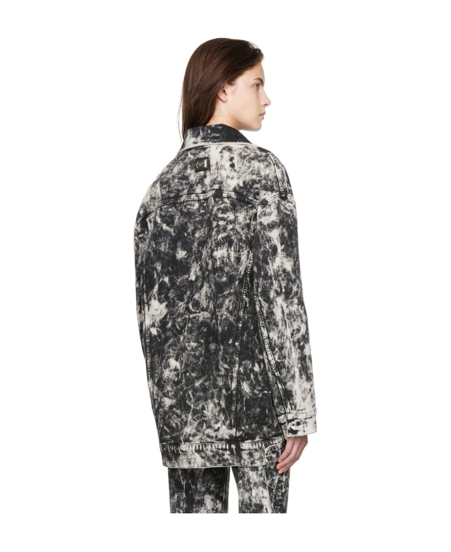 Dolce & Gabbana Marbled-print Denim Jacket In Black