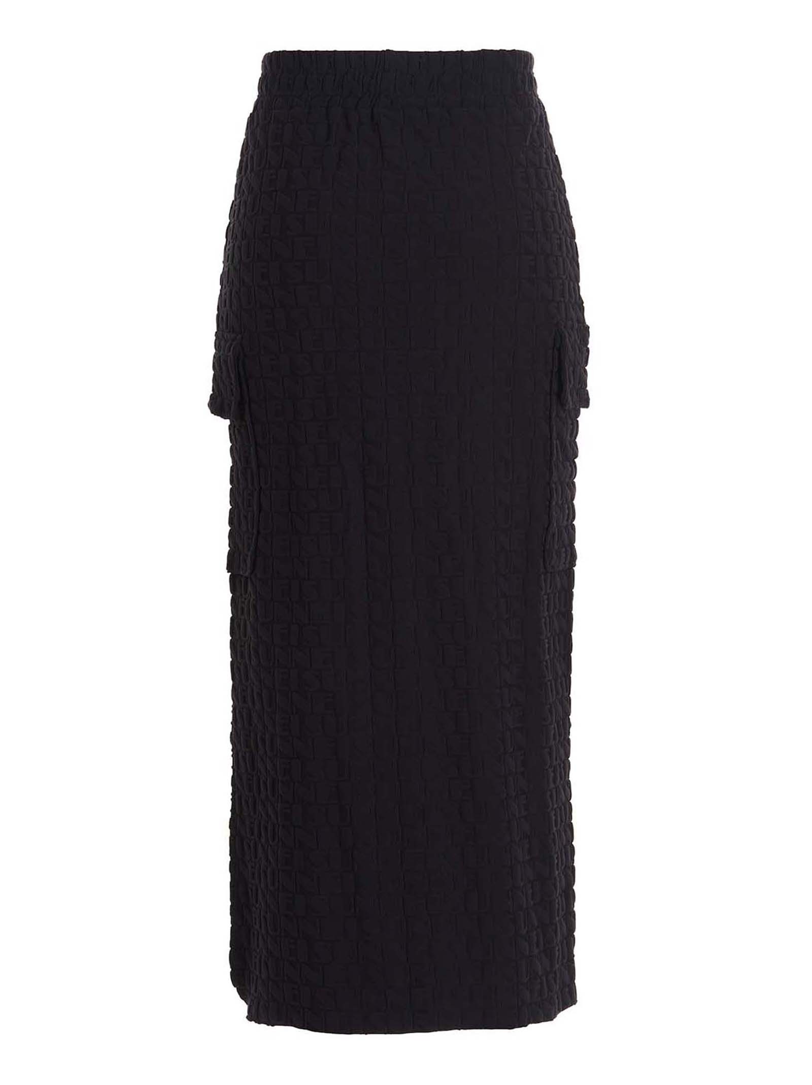 Sunnei Navy Overlapped Midi Skirt In Black