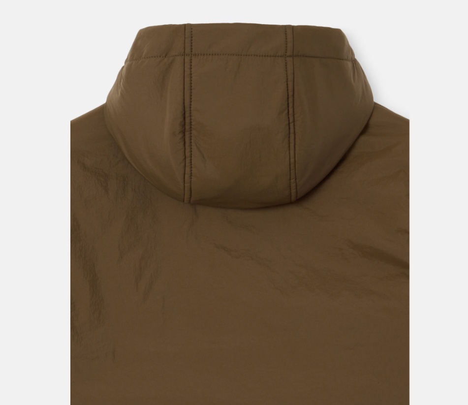 Stone Island Hooded Padded Jacket With Hook-and-loop Pockets In Brown