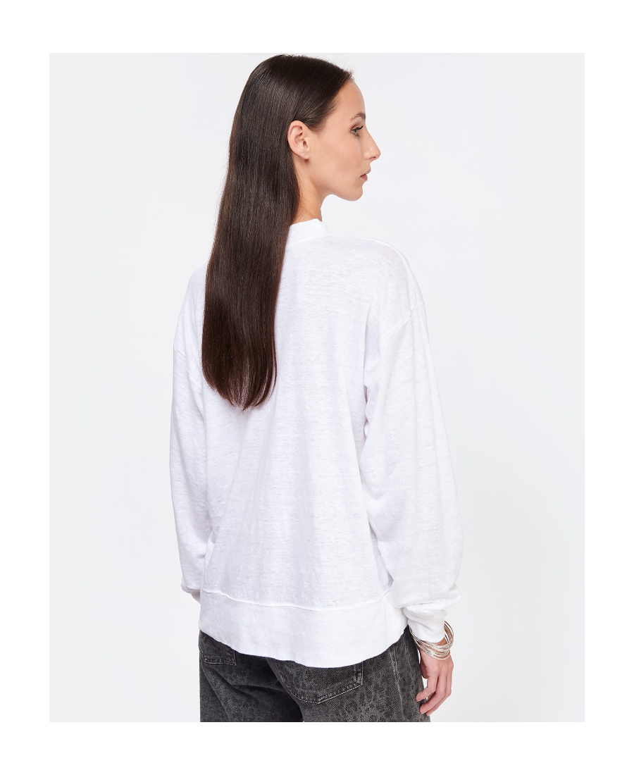 Shop Isabel Marant Étoile Logo-print Linen Sweatshirt In White