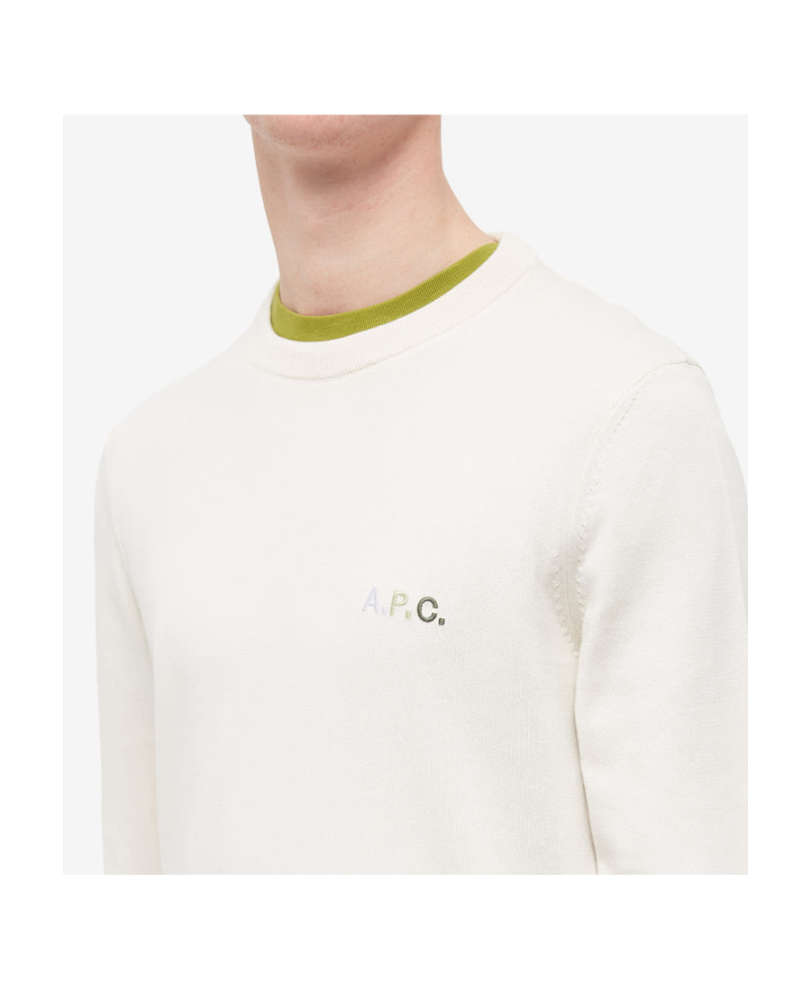 Apc Gray Printed-logo Sweatshirt In White