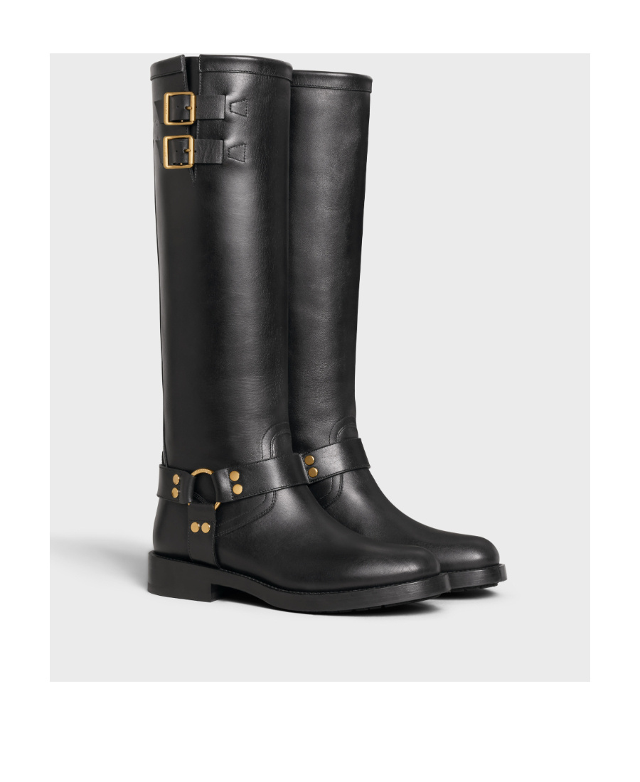 Celine Round-head Boots In Black