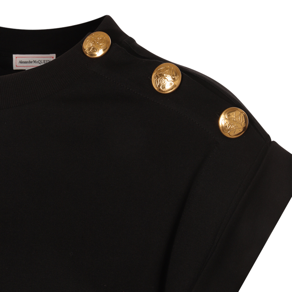 Alexander Mcqueen Embossed-buttons Cotton T-shirt In Black