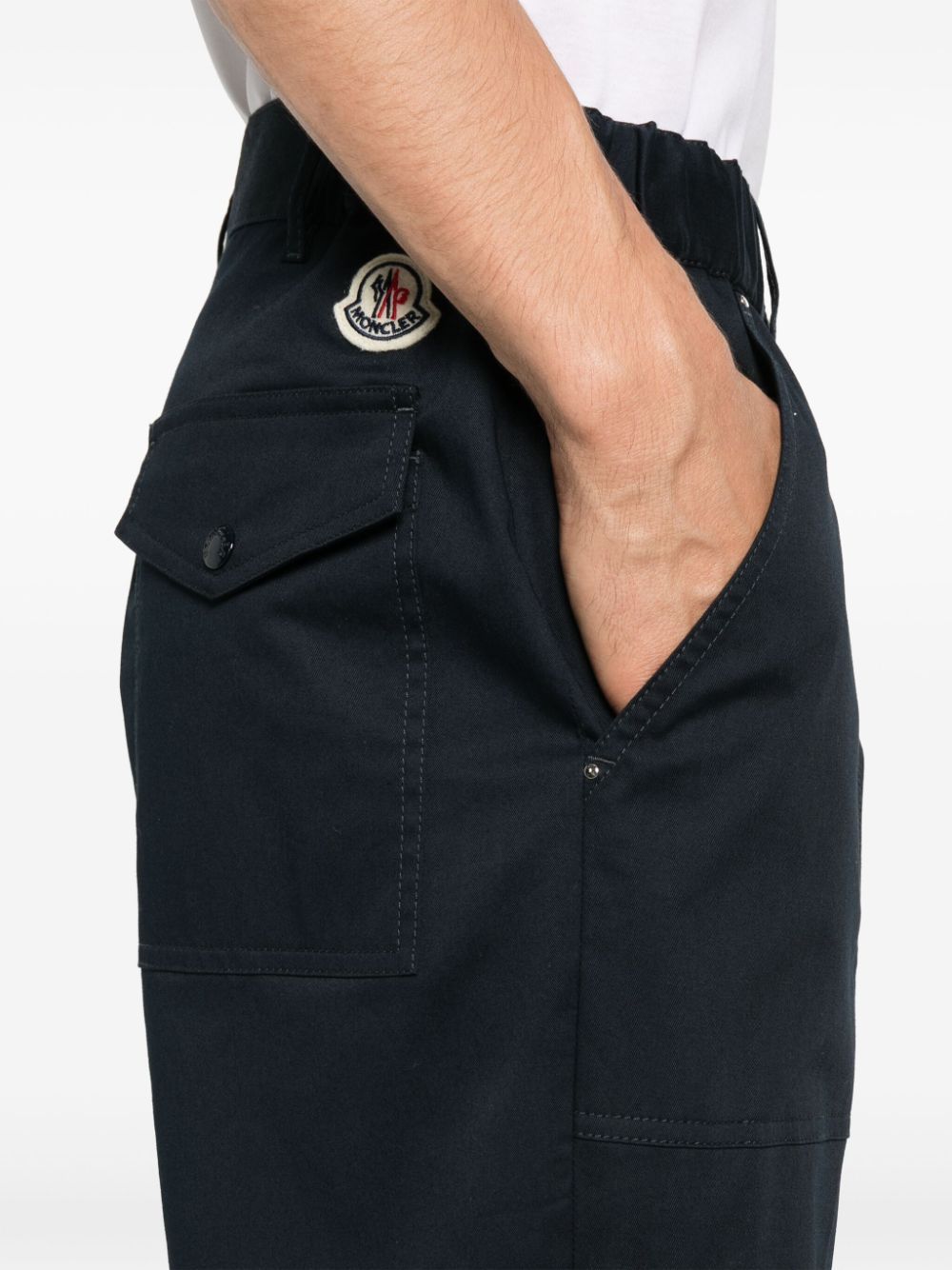 Moncler Logo Patch Slim Fit Trousers In Blue